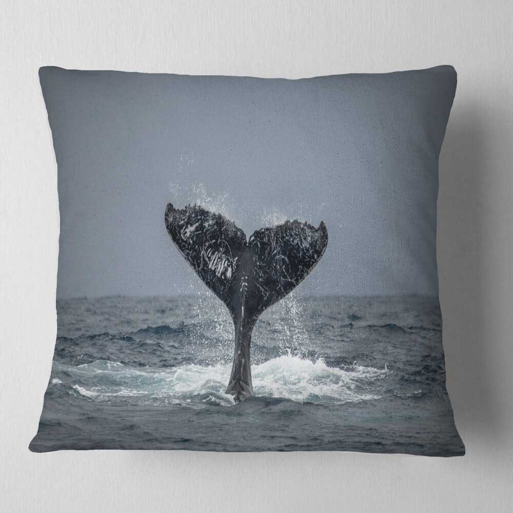 Designart 'Large Humpback Whale Tail' Animal Throw Pillow