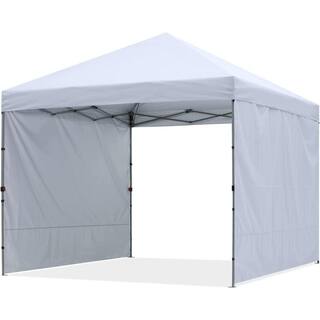 ABCCANOPY 10 ft. x 10 ft. White Instant Pop Up Canopy Tent with 2 Removeable Sidewalls AHZJ2W-10FTWhite