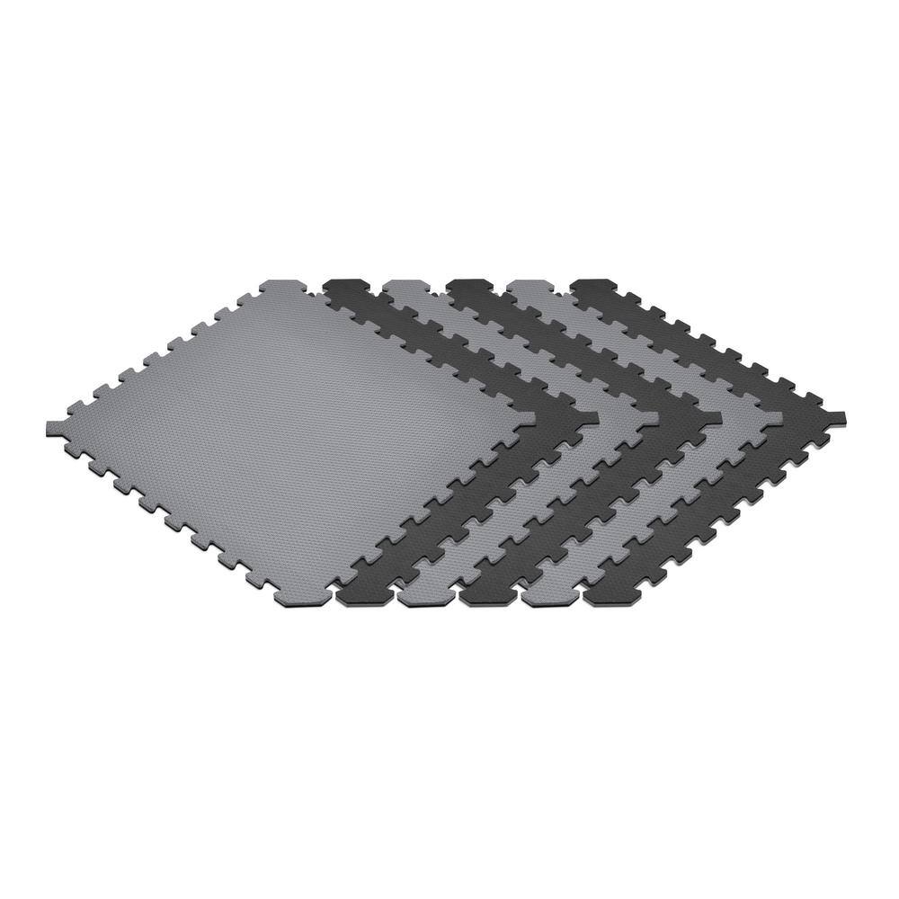 Norsk GrayBlack 24 in. x 24 in. EVA Foam Truly Reversible Interlocking Tile (24-Tile) 240651_4