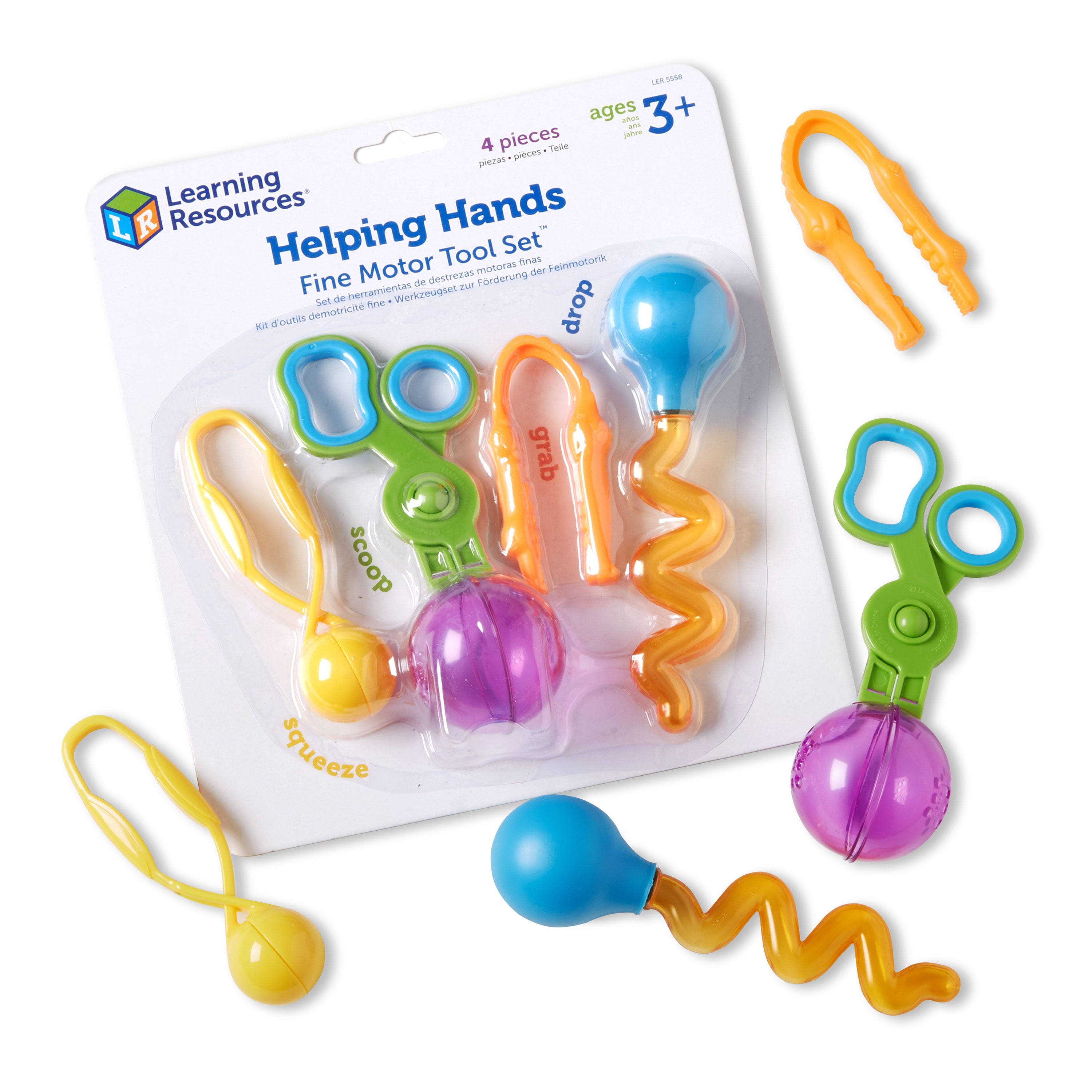 Learning Resources Fine Motor Tool Set - 4 pieces， Toddler Toys for Boys and Girls Age 3+