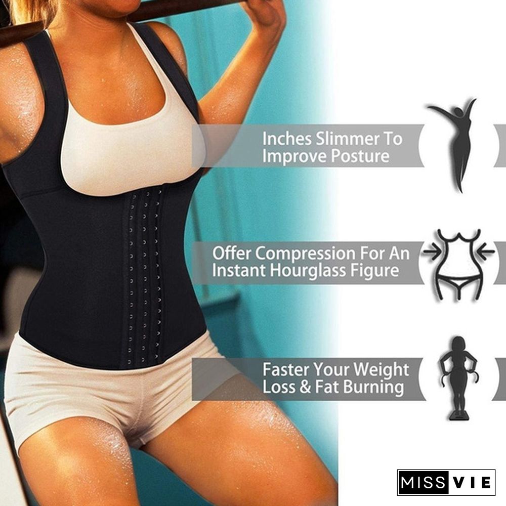 Women Sweat Vest Weight Loss Slimming Waist Trainer Corset Workout Body Shaper Compression Shirt Sport Tank Top