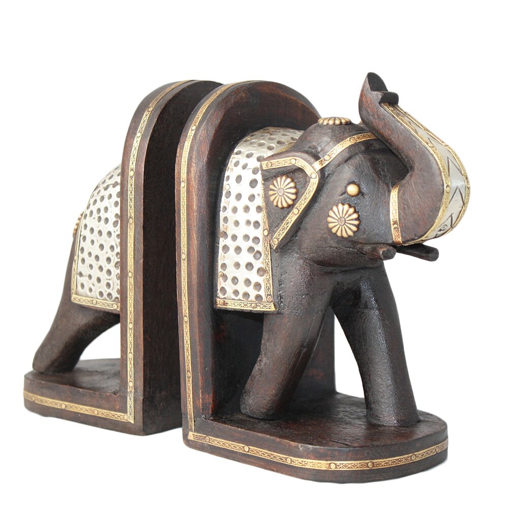 Handmade Elephant Bookend Pair (India)