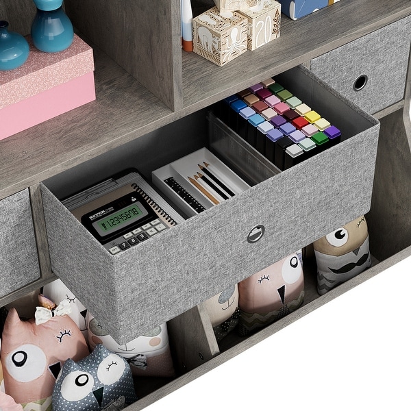 Kids Bookshelf and Bookcase Toy Storage Multi Shelf with Cubby Organizer Cabinet and Drawers