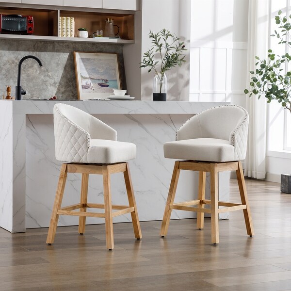 360 Degree Swivel Counter Height Bar Stools with Footrest Set of 2