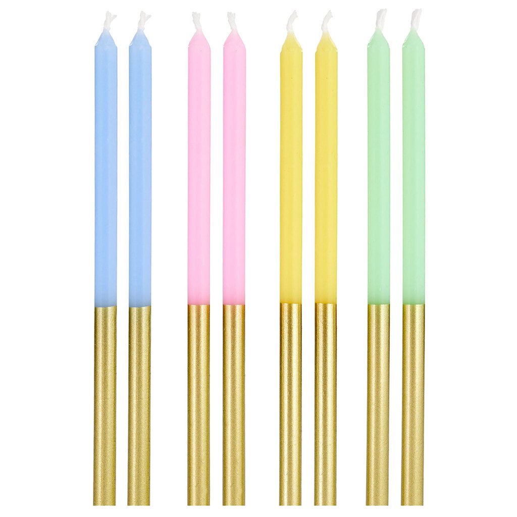 Hallmark  Pastel and Gold Two-Tone Tall Birthday Candles, Set of 12