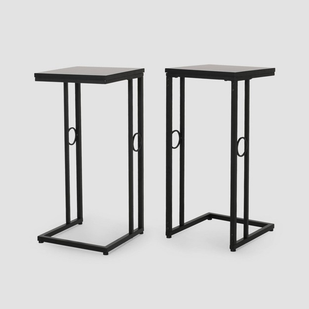 Set Of 2 Bader Modern C shaped Side Table Black Christopher Knight Home