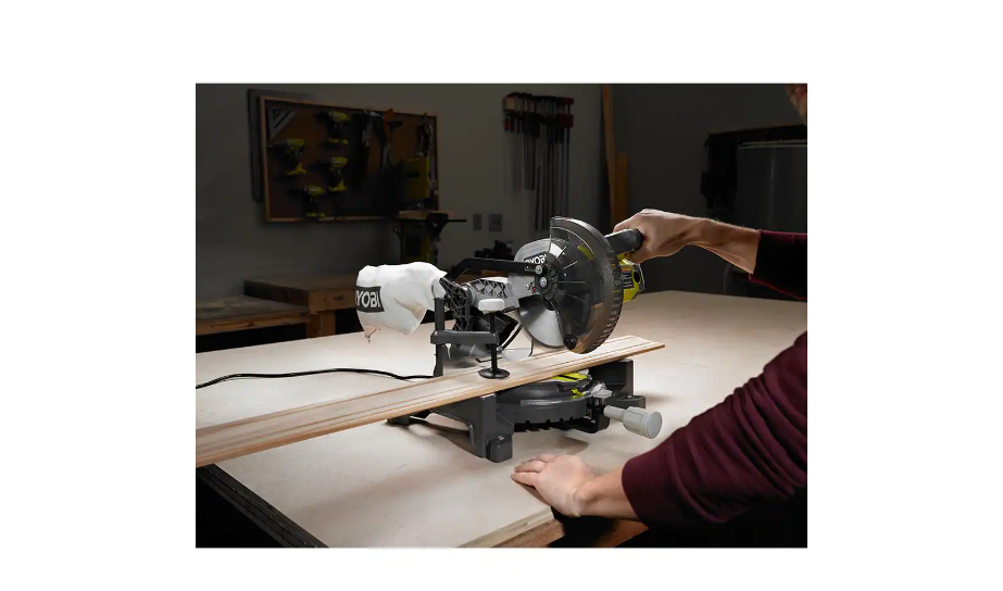 RYOBI TS1144-A18MS01G 9 Amp 7-1/4 in. Compound Miter Saw with Universal Miter Saw QUICKSTAND