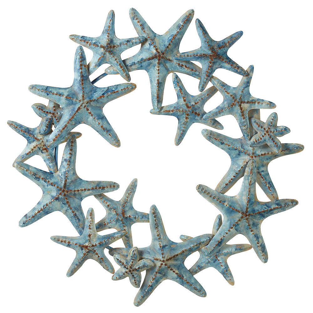 Set of 2 Blue Rustic Finished Layered Starfish Wreath Wall Decors 22”