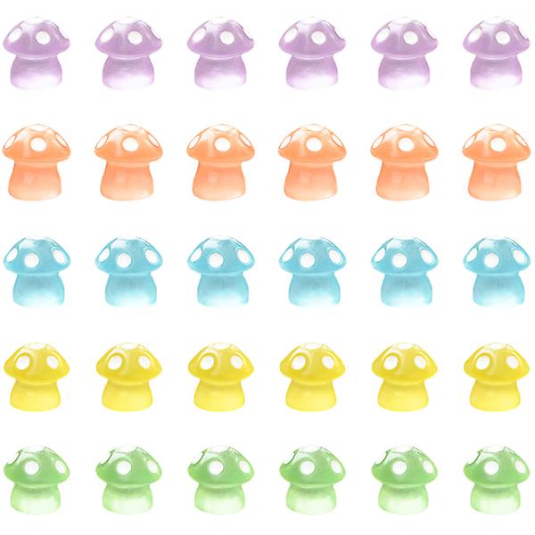 30pcs Mini Glow In The Dark Mushroom Decors Mini Mushroom Ornaments Luminous Mushroom Figurines