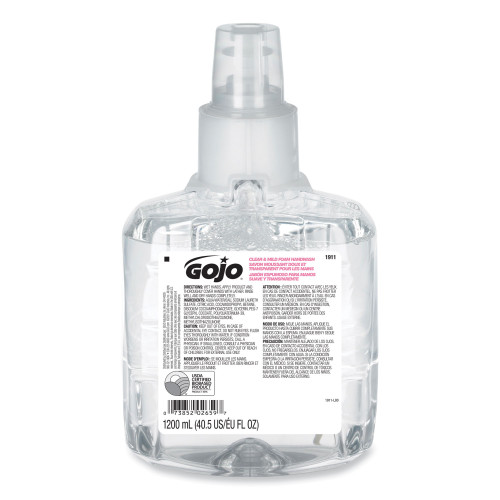 Clear and Mild Foam Handwash Refill， For GOJO LTX-12 Dispenser， Fragrance-Free， 1，200 mL Refill， 2/Carton (191102CT)