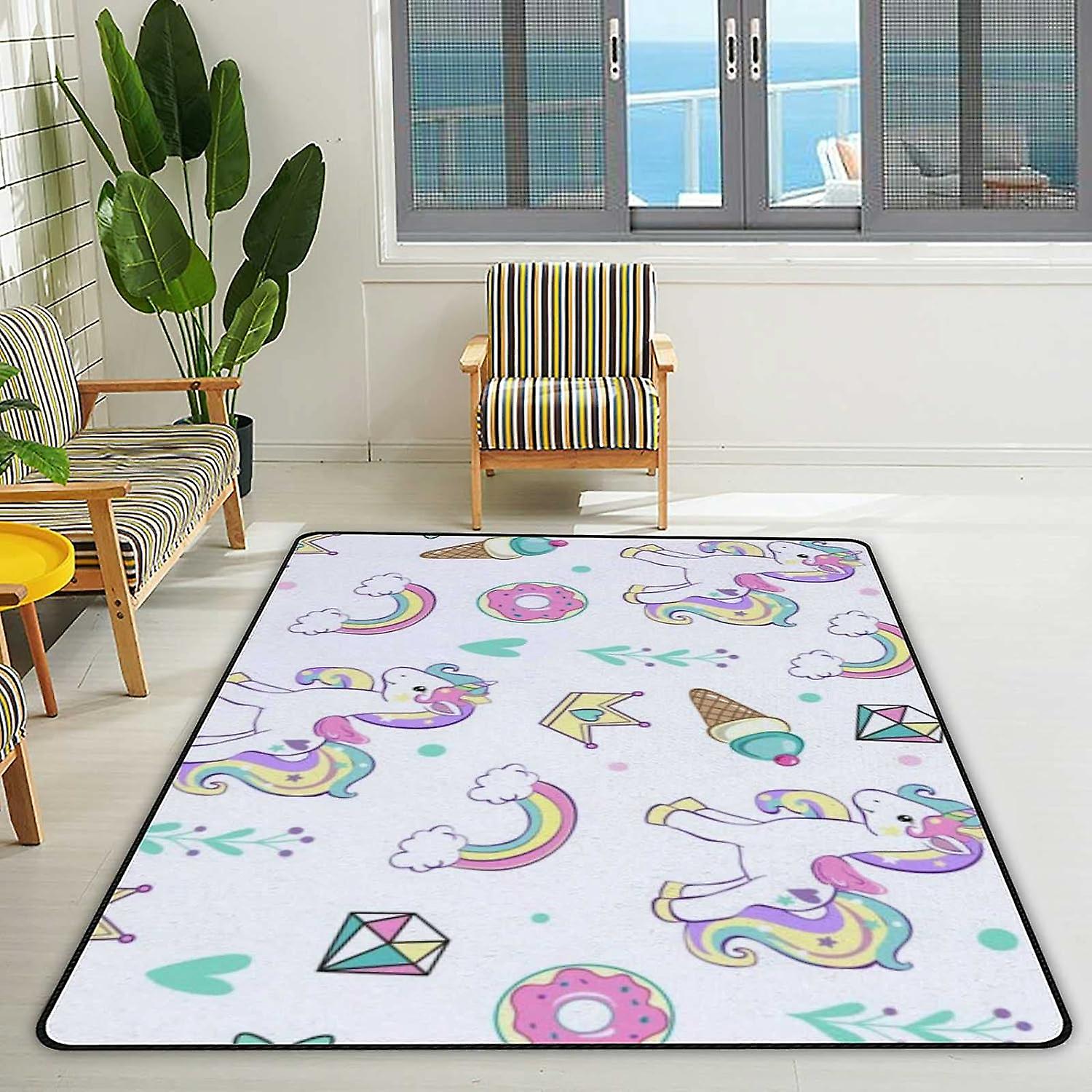 Soft Area Rugs Cute Sleeping Foxes Clouds And Stars Floor Carpet Mat For Kids Playing Room Hardwood Floor Living Room 60x39in