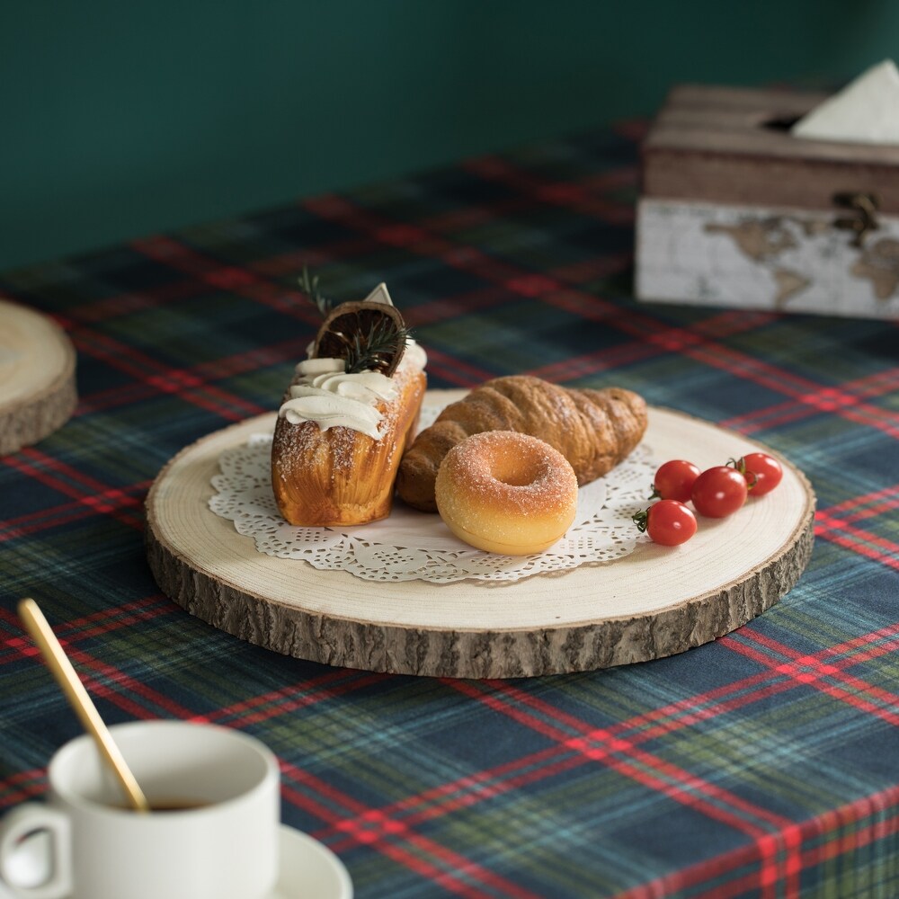 Home Decor Natural Wooden Bark Slice Tray Large Rustic Table Charger Centerpiece  Set of 4