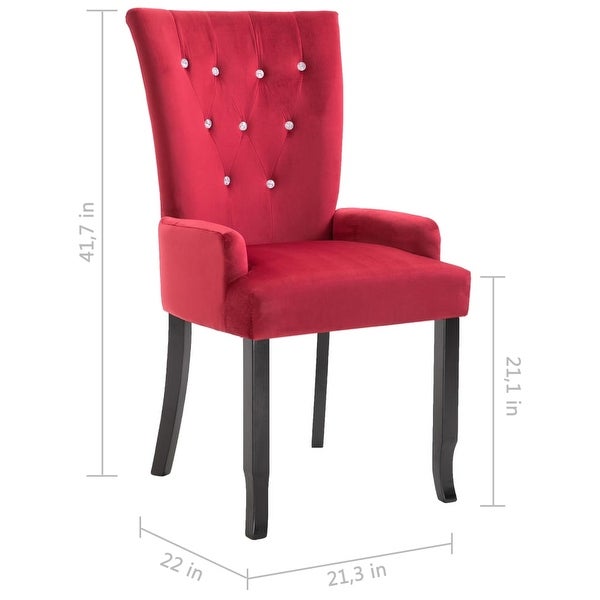 Dining Chair with Armrests Red Velvet