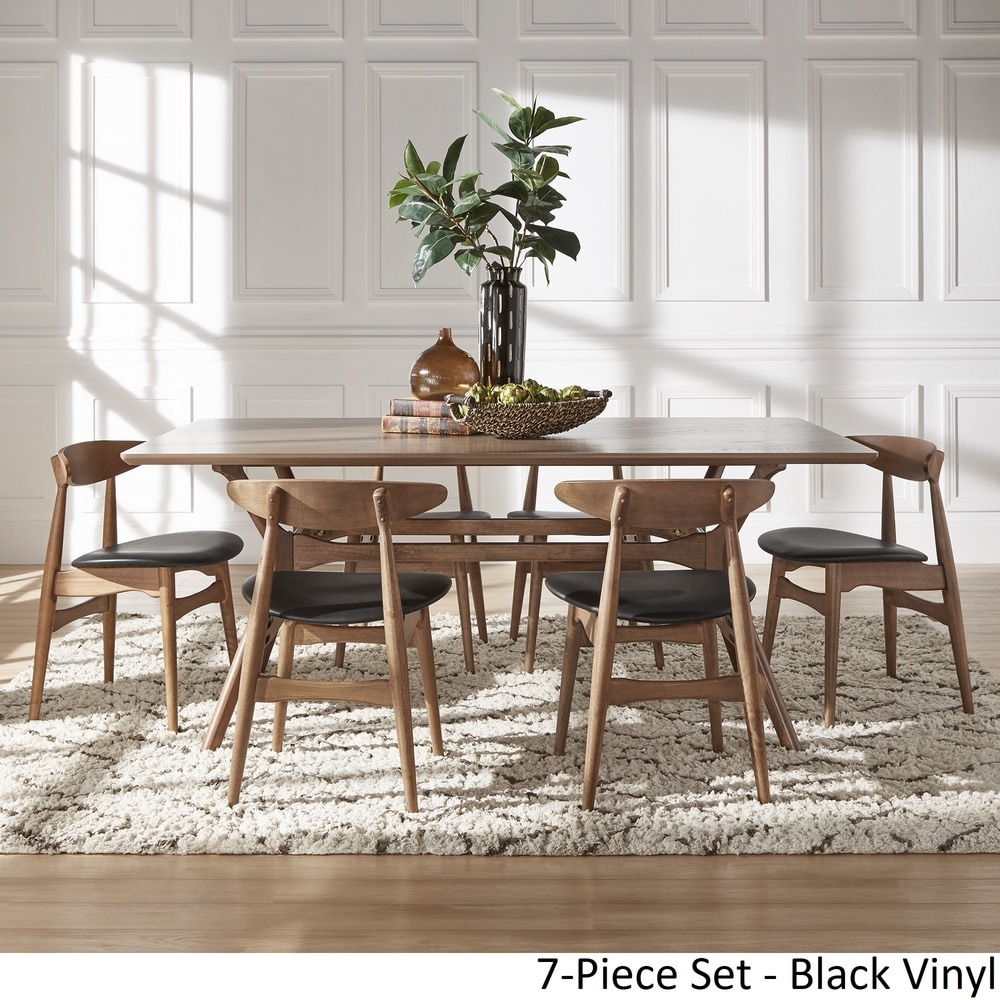 Nadine Dark Walnut Finish Rectangular Dining Set   Curved Back Chairs by iNSPIRE Q Modern