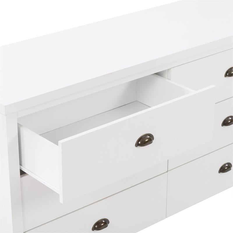 CorLiving Boston 6 Drawer Dresser - White Engineered Wood