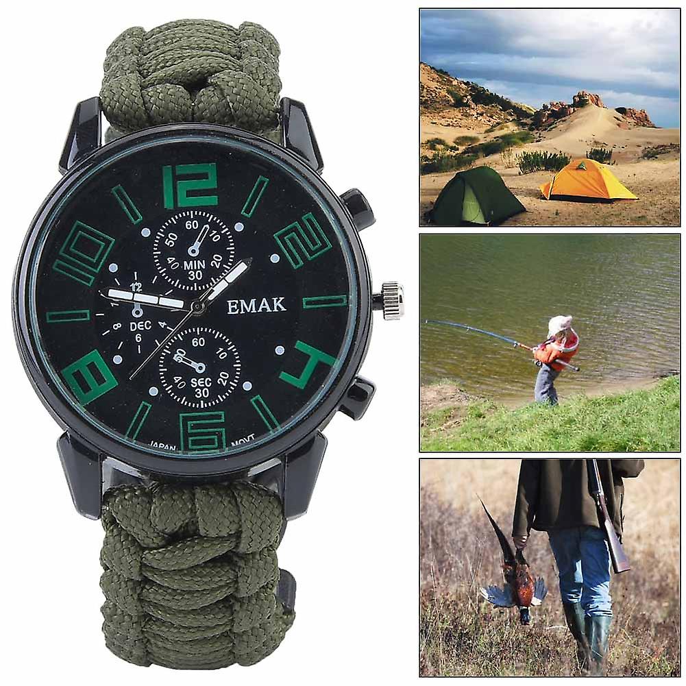 6 In 1 Multifunction Waterproof Outdoor Camping Survival Watch Rescue Paracord Bracelet