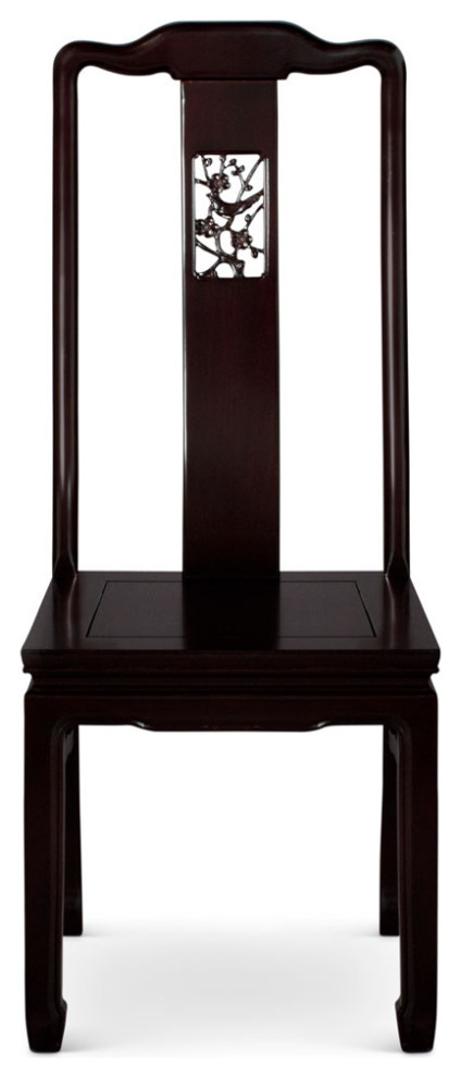 Dark Brown Rosewood Flower and Bird Oriental Side Chair   Asian   Dining Chairs   by China Furniture and Arts  Houzz