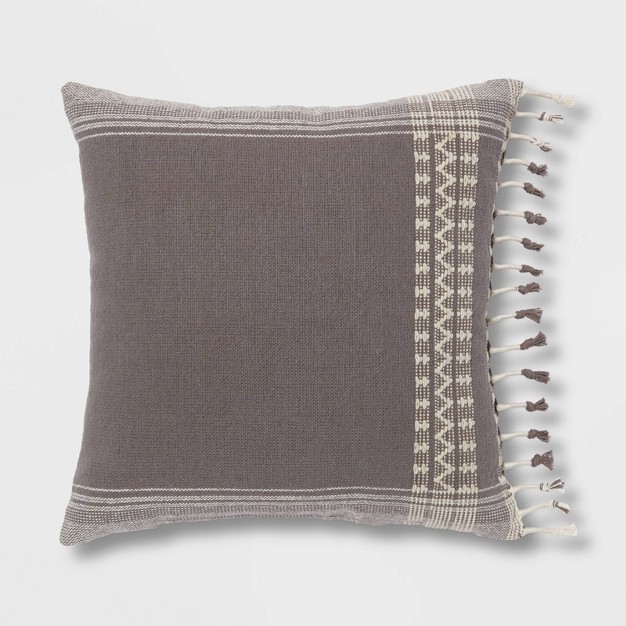 Square Woven Pattern Tassel Decorative Throw Pillow