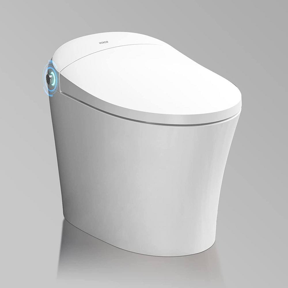 HOROW 1-piece 11.27 GPF Dual Flush Elongated Toilet in White Seat Included HR-0010