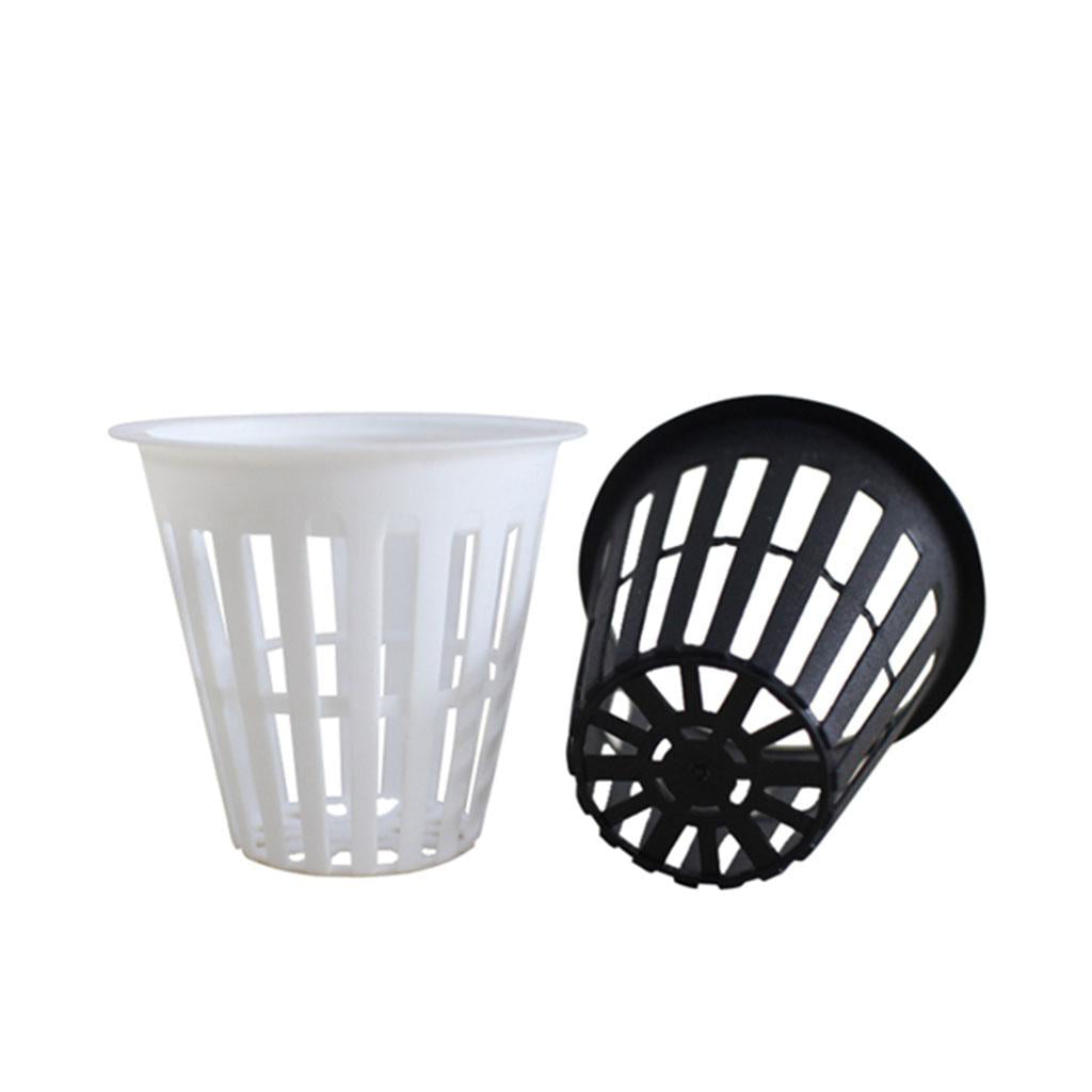 5 Pack of Lightweight Net Pot Cups for Hydroponics and Aquaponics - 2 inch 50cm Tall Wide Lip Design with Slotted Mesh Sides Black