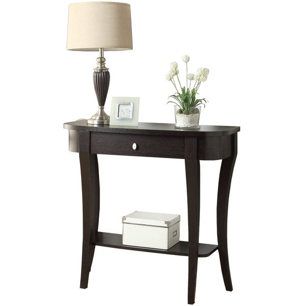 Newport 1 Drawer Console Table with Shelf， Espresso