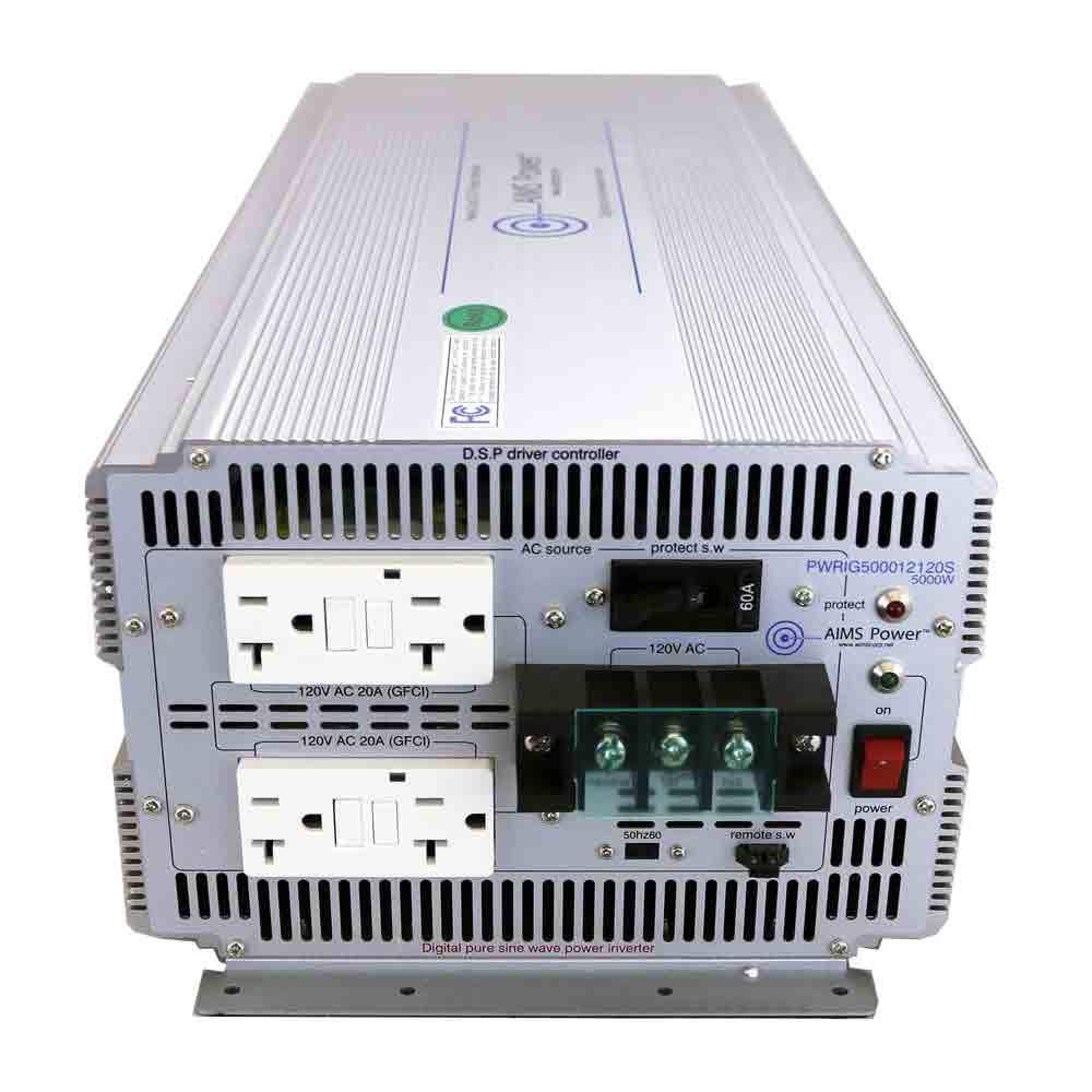 AIMS POWER 5000-Watt Pure Sine Industrial Grade Inverter 48-Volt DC to 120-Volt AC PWRIG500048120S