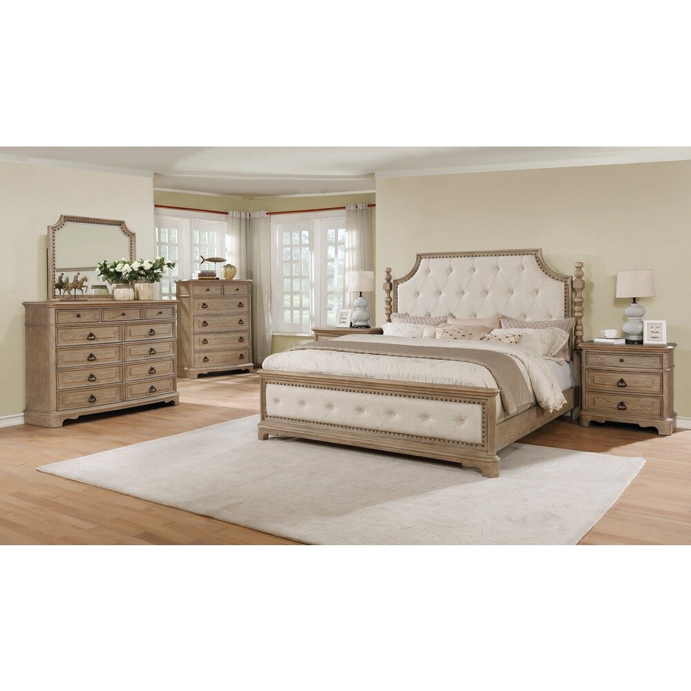 Roundhill Furniture Piraeus 296 6 piece Solid Wood Queen Bedroom Set