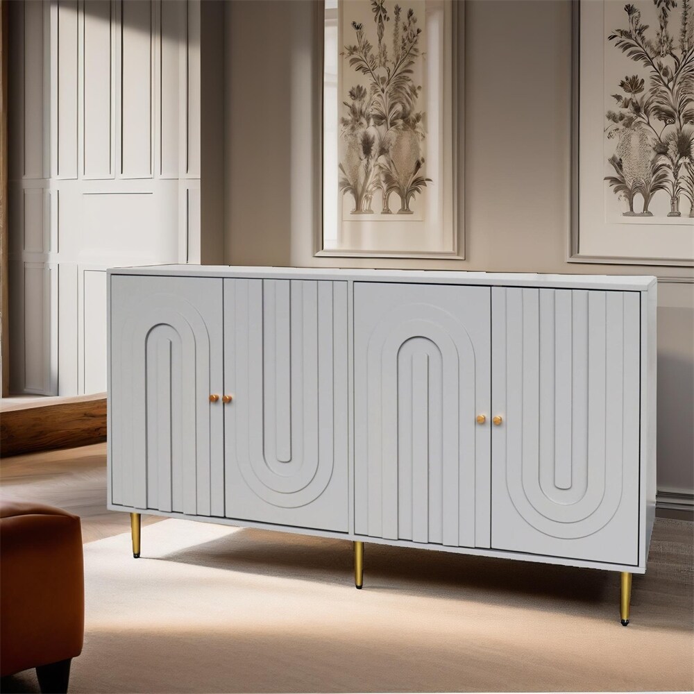 Modern Lacquered 4 Door Wooden Cabinet Sideboard Buffet Server Cabinet