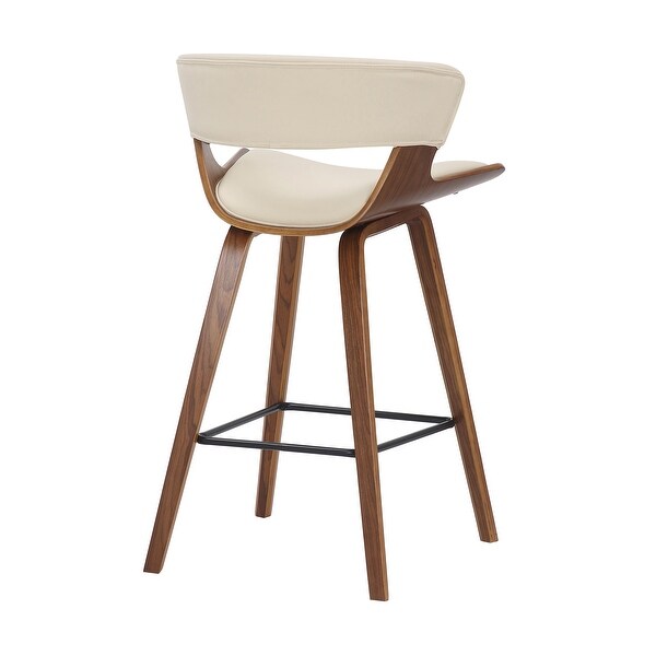 27 Inches Saddle Seat Leatherette Counter Stool， Cream and Brown