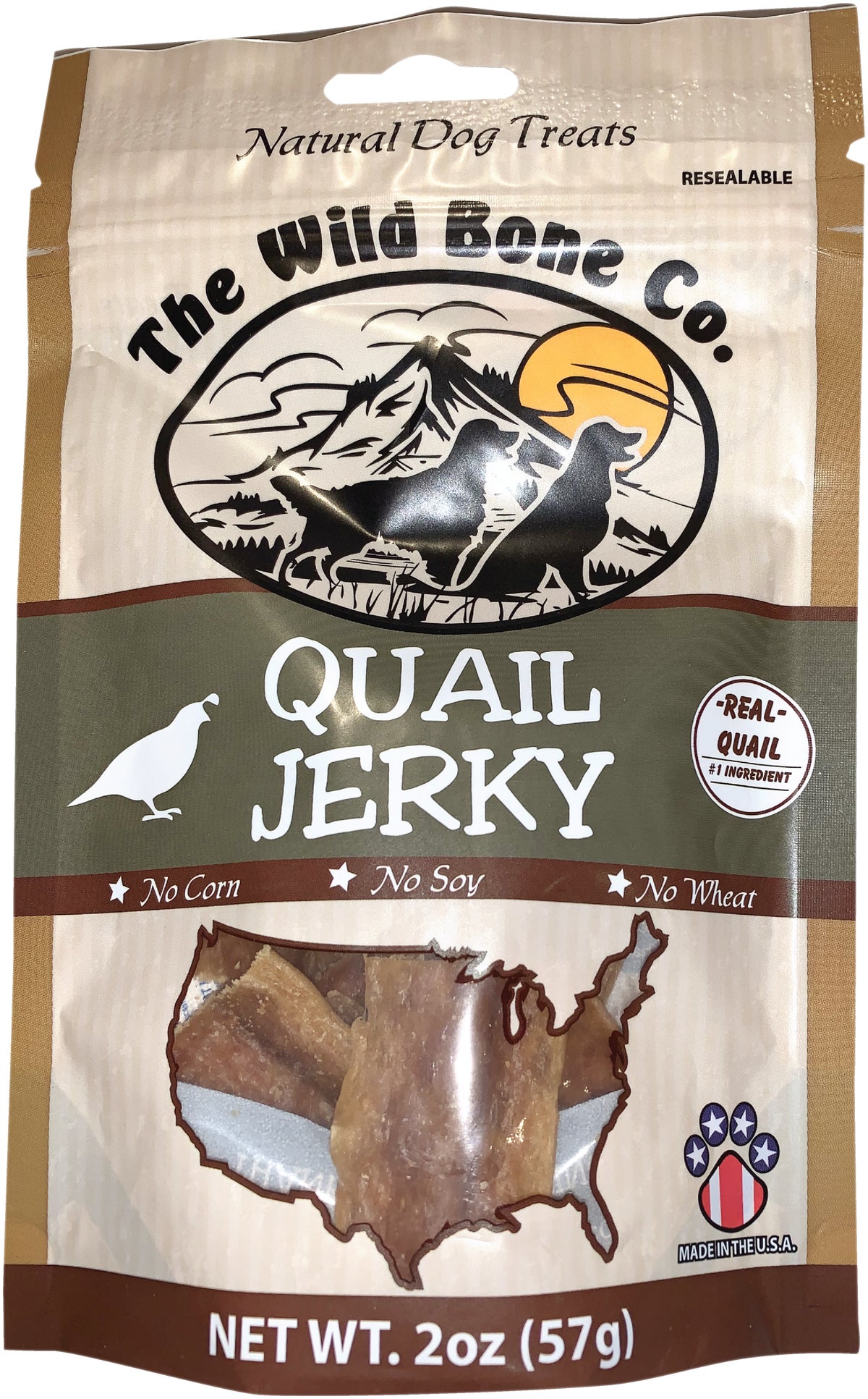 The Wild Bone Company Quail Jerky Dog Treat 2 Oz.