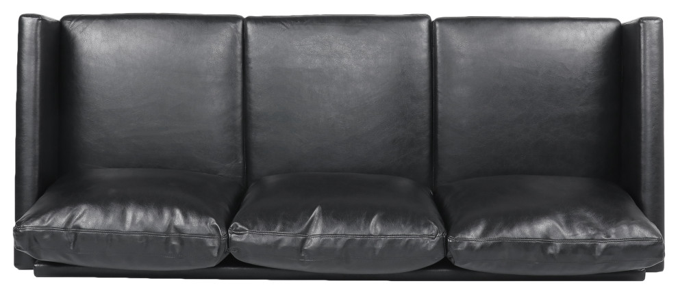 Dowd Mid Century Modern Faux Leather 3 Seater Sofa   Midcentury   Sofas   by GDFStudio  Houzz