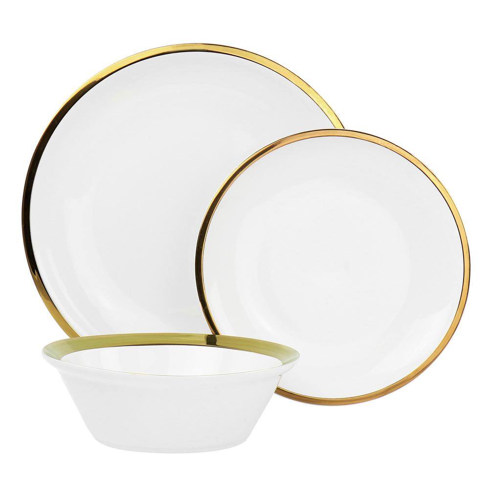 GIBSON HOME Premier Gold Fine Ceramic 12-Piece Dinnerware Set 985116525M