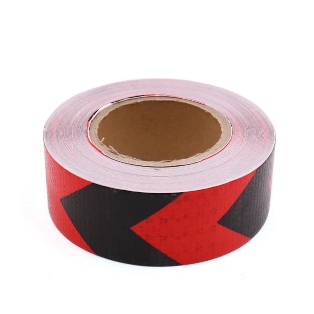 Unique Bargains Arrows Printed Reflective Safe Warning Conspicuity Tape Sticker 25m Red black 1pcs