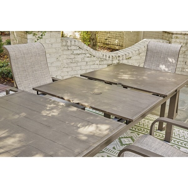 Signature Design by Ashley Beach Front Brown/Beige Outdoor Dining Table with Extension