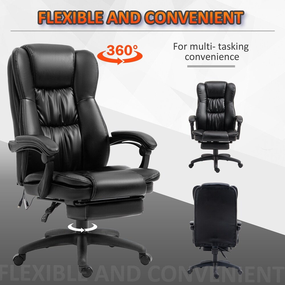 PU Leather Swivel Vibration Office Chair with Retractable Footrest