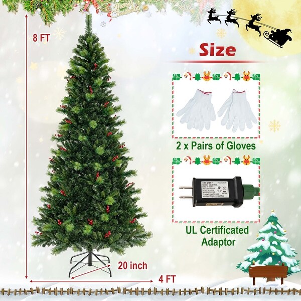 6/7/8FT PreLit Artificial Christmas Tree w/ 300/400/500 LED Lights