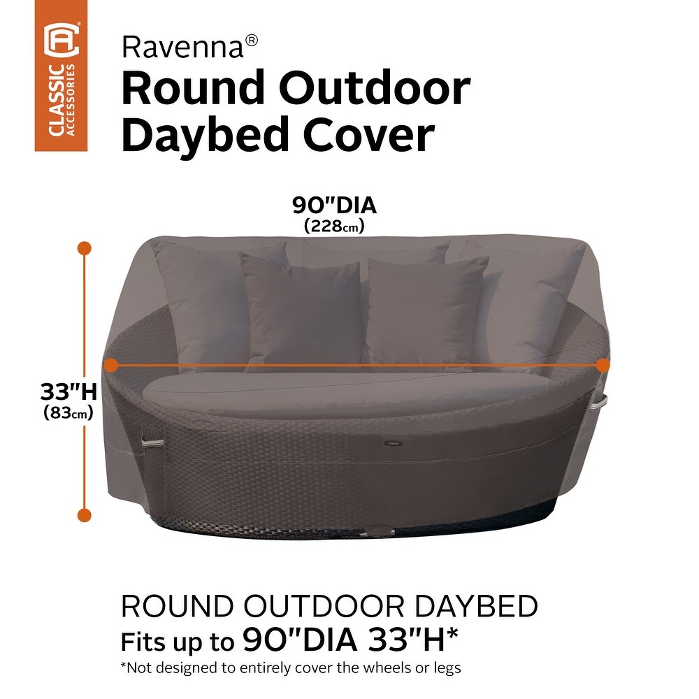 Classic Accessories Ravenna Water Resistant Round Outdoor Daybed Cover  90 in. DIA x 33 in. H