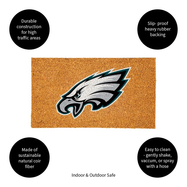 Evergreennflphiladelphia Eagles Logo Natural Coir 28 X 16 Inches Indoor Outdoor Doormat