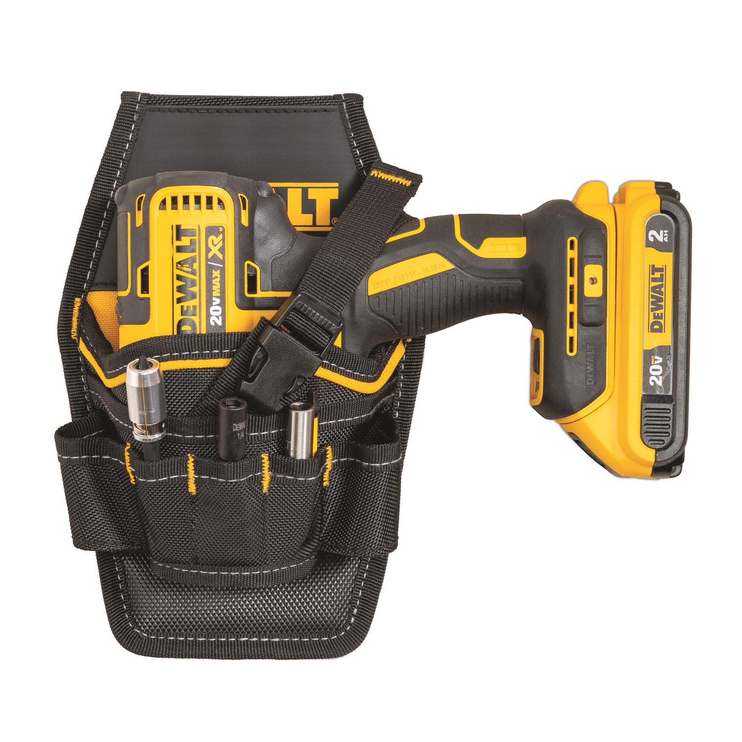 DW 7 pocket Ballistic Nylon Professional Drill Holster Black/Yellow