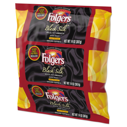 Folgers Coffee Filter Packs， Black Silk， 1.4 oz Pack， 40Packs/Carton (00016)