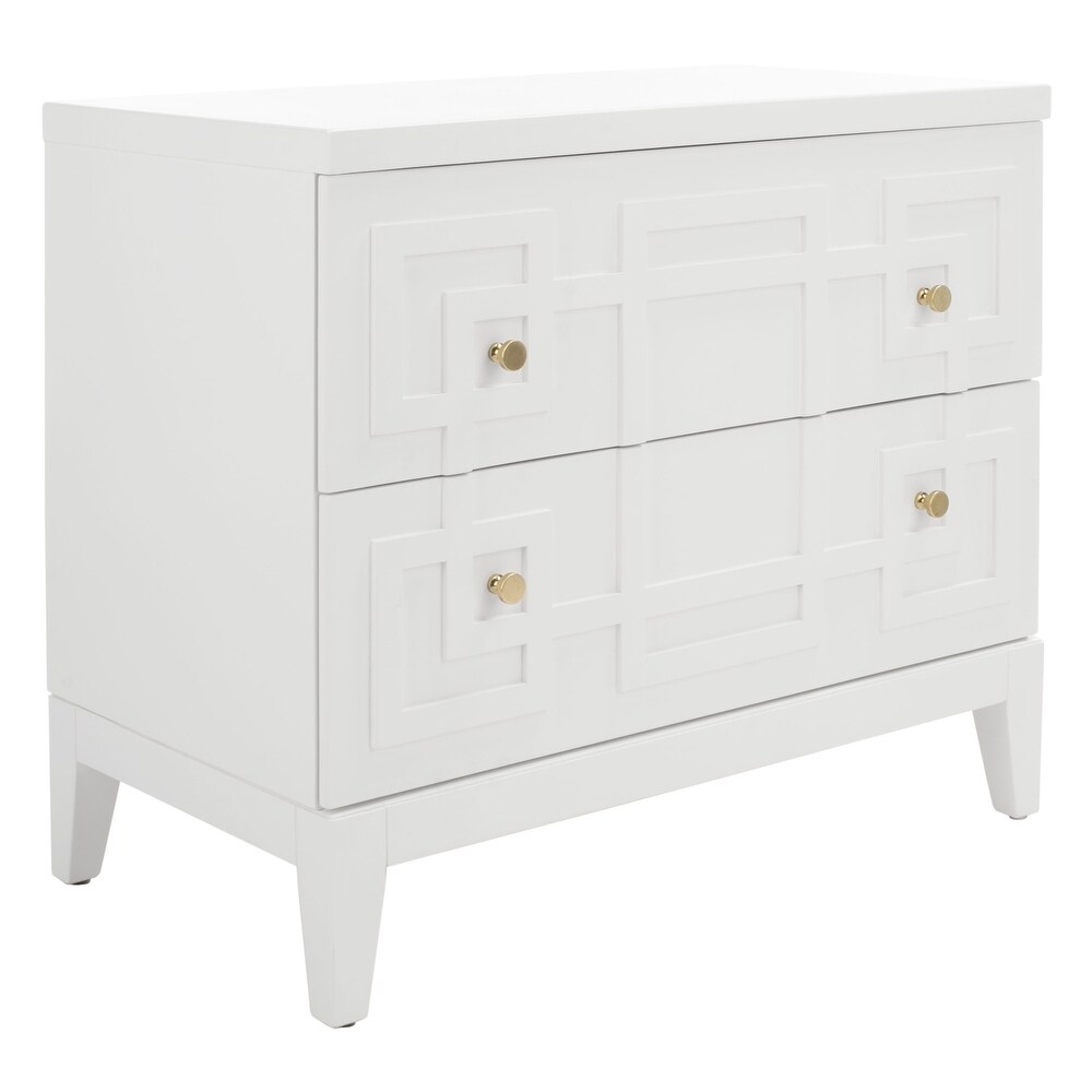 SAFAVIEH Luiza White/Gold 2 Drawer Nightstand