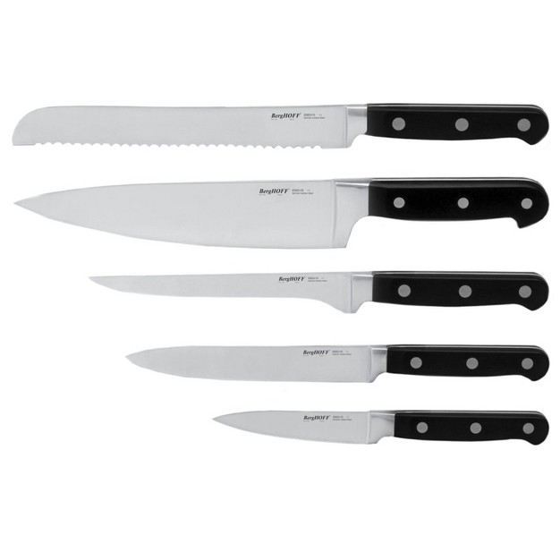 Berghoff Contempo 6pc German Steel Knife Set Wood Case 3 Stage Sharpener