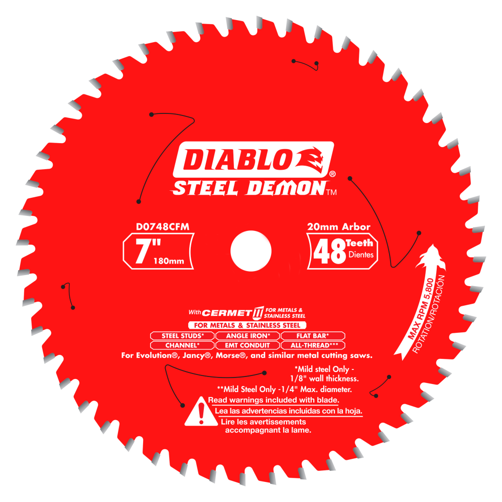 Diablo Tools 7 x 48 Tooth Steel Demon Cermet II Circular Saw Blade for Metals and Stainless Steel