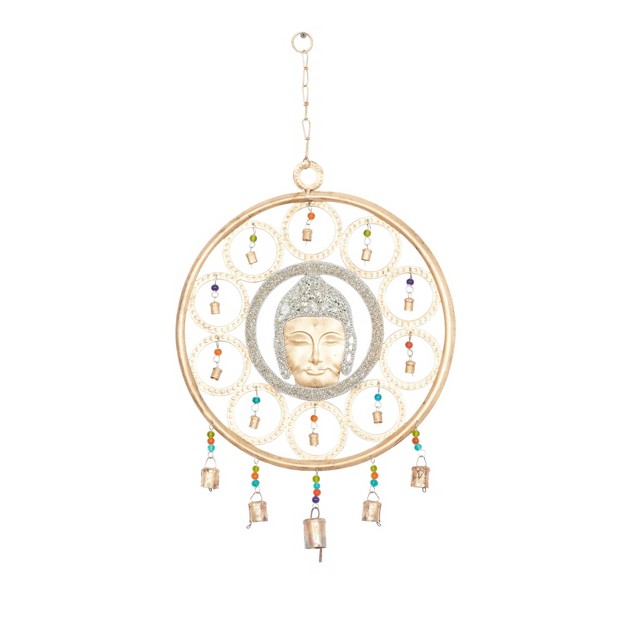 X 15 quot Eclectic Metal Buddha Windchime Gold Olivia amp May