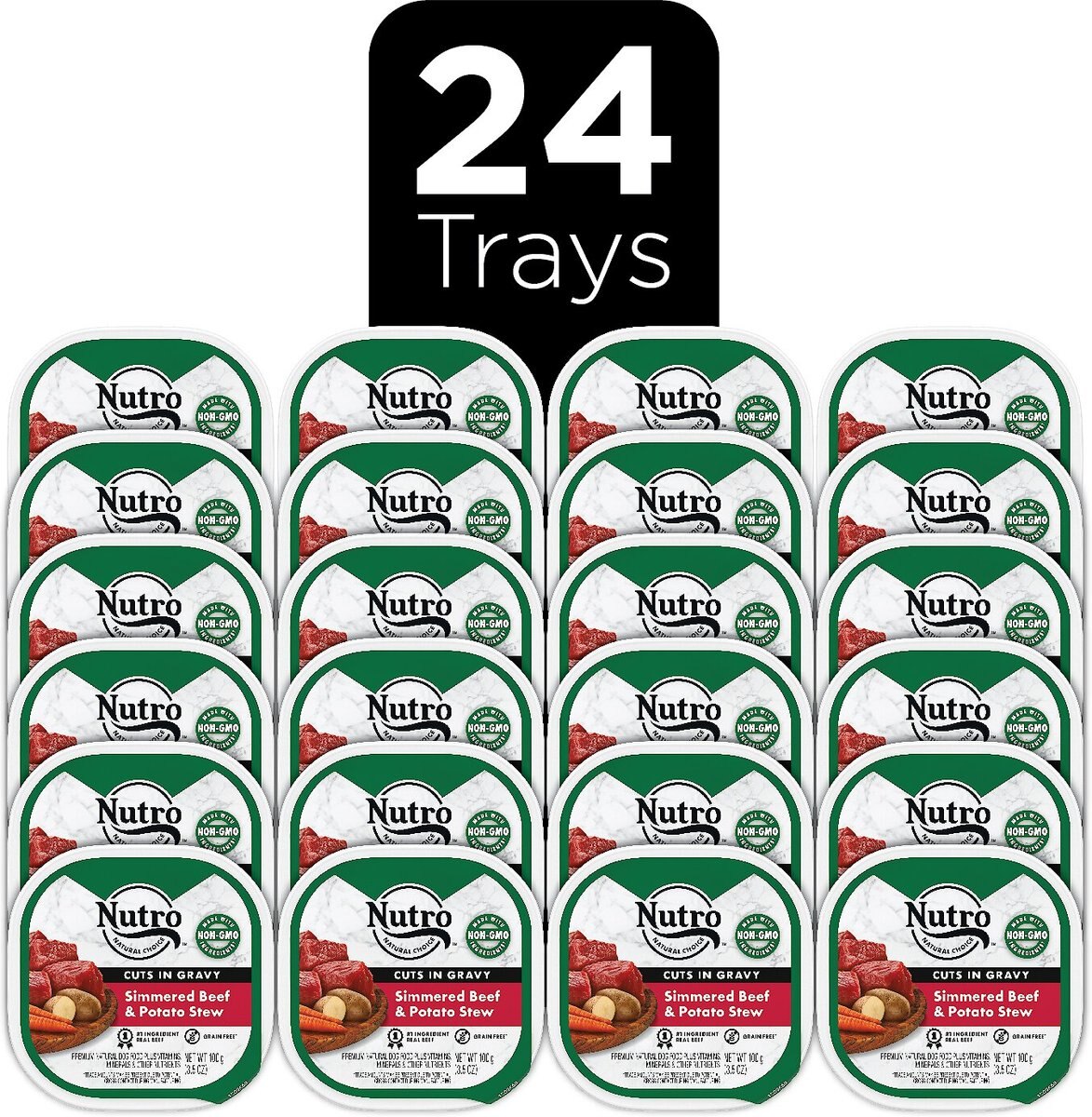 Nutro Grain-Free Simmered Beef and Potato Stew Cuts in Gravy Dog Food Trays