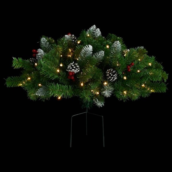 vidaXL Artificial Pathway Christmas Tree with LEDs Green 15.7 PVC