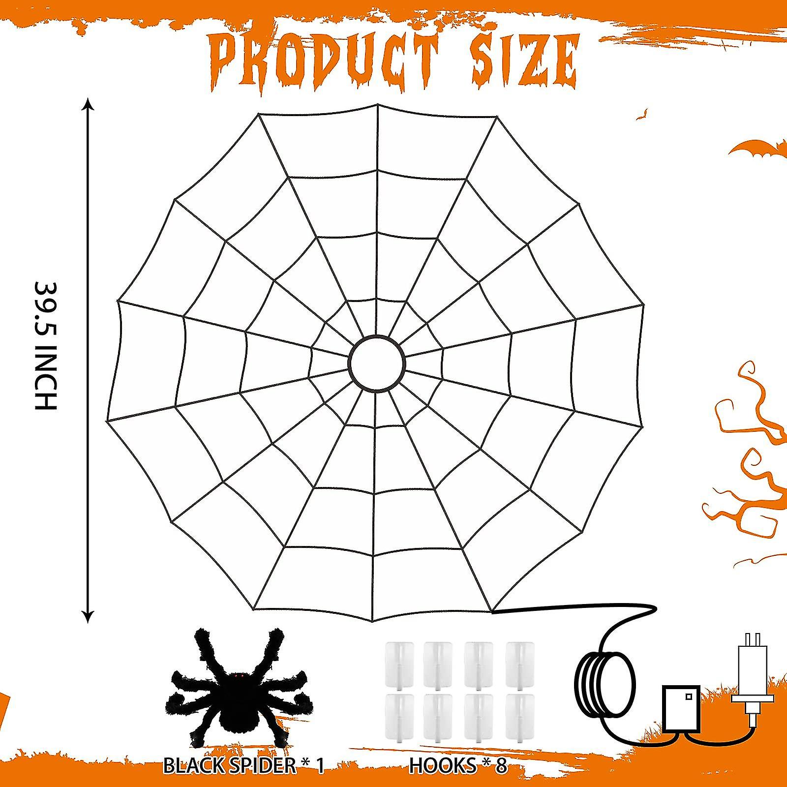 2023 - Led Halloween Black Spider Web Light With 80 Led Waterproof Orange Web Lights