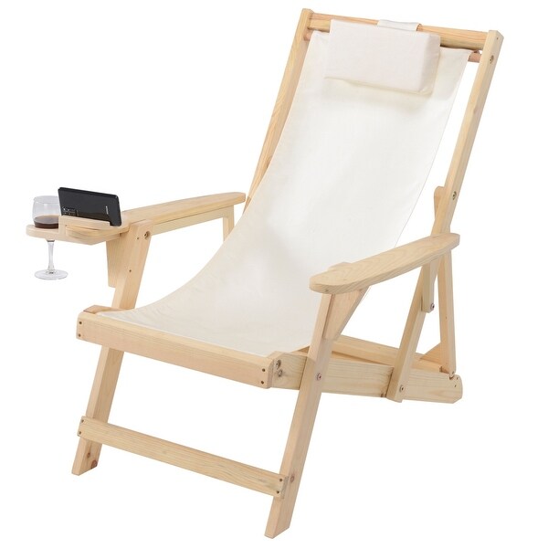 Romantic Collection Canvas Sling Chair with Cup and Wine Holder (Set of 2)