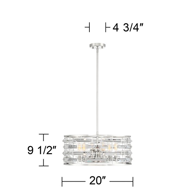 Wide Modern Drum Clear Crystal 6 light Fixture For Dining Room House Foyer Kitchen Island