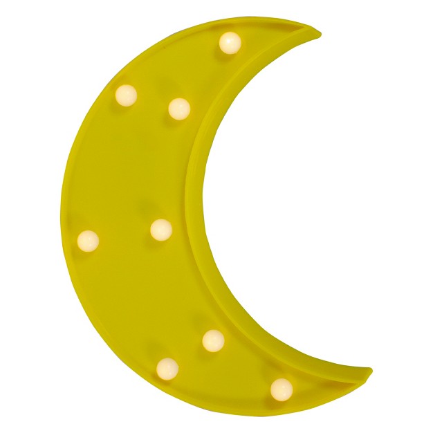 Led Lighted Yellow Crescent Moon Marquee Wall Sign